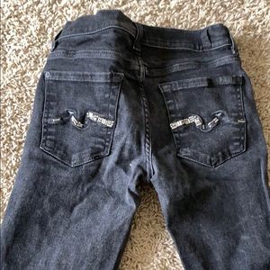 Black 7 jeans with beaded back pockets